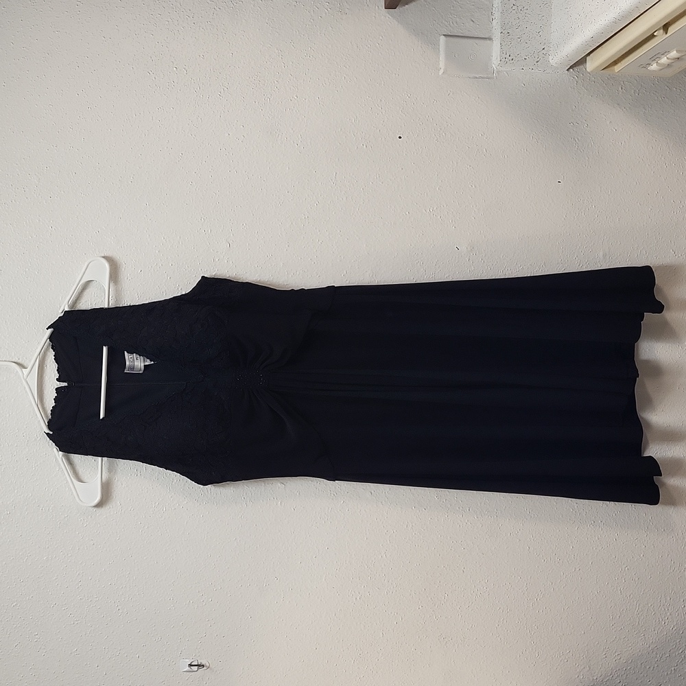 Vintage 90's Petite Black Lace Evening Gown